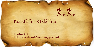 Kuhár Klára névjegykártya